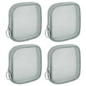 lot 801 image: Sinzip 4 Pieces Mini Zipper Nylon Mesh Pouch, Mesh Cosmetic Bags Makeup Bags, Multipurpose Travel Toiletry Bags for Office Supplies and Travel Accessories (Grey, S) - Retail $14