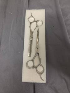 lot 803 image: ULG Hair Cutting Scissors Thinning Shears Kit, Professional Barber Hairdressing Salon Razor Edge Scissor, Japanese Stainless Steel 6.5 inch - Classic Steel - Retail $47