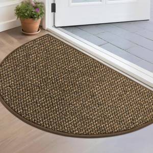 lot 806 image: BEQHAUSE Dirt Trapper Door Mat 17 x 30 Half Circle Non-Slip Washable Doormats Entrance Rugs Absorbent Welcome Low Profile Floor Mats for Front Back Door and Entryway, Brown - Retail $18