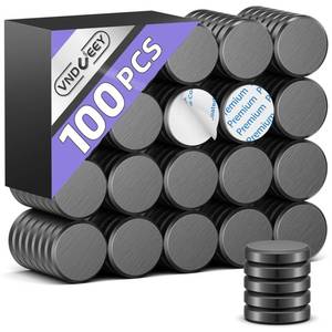 lot 815 image: VNDUEEY 100Pcs Strong Magnets with Adhesive Backing, 0.7  0.12 inch Small Round Magnets for Crafts, Circle Magnet Ceramic Magnet for Fridge, DIY, Science Projects, Whiteboard (Black) - Retail $7