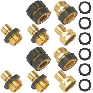lot 816 image: Garden Hose Quick Connect Fittings, Large Flow 34 Male and Female Adapter Quick Release Connector for Garden Hoses, Faucet, Sprinklers, Spray (10 pcs Set) - Retail $8