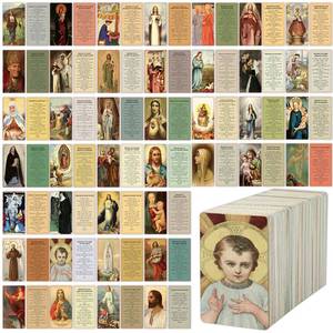 lot 817 image: chiazllta 240 PCS Catholic Saint Prayer Cards Bulk Holy Prayer Cards for Peace Mass Devotional Bible Bookmarks 9�5 cm Assorted 40 Styles Inspirational Christian Religious Gifts for Women Men Kids - Retail $10