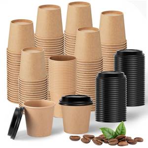 lot 828 image: Acellegic 100 Sets 4 oz Disposable Espresso Cup with Lids Mini Coffee Paper Shots Cups for a Double Shot, Espresso, Tea, Hot Chocolate and Cold Beverages for Travel Office - Retail $20