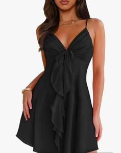lot 835 image: MIYIEONZ Women Sleeveless Sexy V Neck Summer Dress for Women Casual Flowy Beach Club Party Spaghetti Strap Mini Sundress M - Retail $0