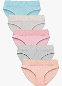 lot 839 image: Wealurre Cotton Panties for Women Bikini Underwear Hipster Underpants Lace Briefs Pack Large - Retail $0