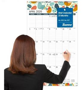 lot 843 image: SUNEE 2026 Wall Calendar Large 22.75x15.5, 21 Month Calendar (Ends December 2027), Vertical Extra Large, Seasons Color - Retail $0