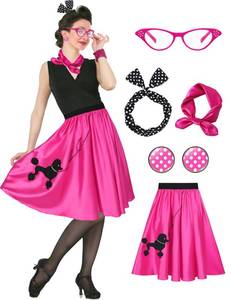 lot 864 image: CICOCI Sock Hop Costume Greasers 1950S Poodle Skirts for Women 50s Costumes Accessoris Halloween Costumes - Retail $20