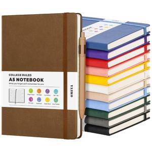 lot 875 image: 12 Pack Journal Notebooks for Work with 12 Pens, A5 Hardcover Notebook��Business Notebooks Bulk, College Ruled Notebook for Men, Leather Journal for Writing, 160 Pages, 100GSM Thick Paper (5.7 x 8.3) - Retail $52