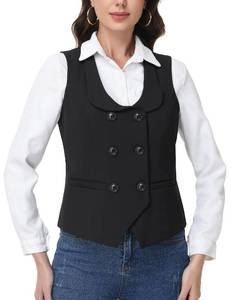 lot 877 image: CFRTMTBB Suit Vest for Women U Neck Blazer Vests Top, Black, L - Retail $26