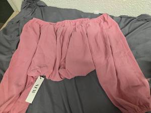 lot 884 image: Spriolim Off Shoulder Blouse for Women Casual Ruffle Long Sleeve Shirt Tops Deep Pink, Small - Retail $28
