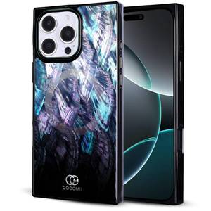 lot 888 image: COCOMII Rectangle for iPhone 16 Pro Case, Black Real Mother of Pearl - Retail $57