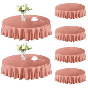 lot 893 image: Homiest 6 Pack 60 Inch  5ft Round Tablecloth Satin Table Cover, Rose Gold Table Cloth Overlay for Wedding Reception Graduation Banquet - Retail $26