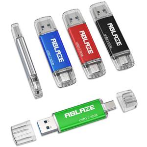lot 906 image: ABLAZE Type C Flash Drive 32GB 5 Pack, Dual USB 3.0USB C Flash Drive Compatible with iPhone 1615, Android Smartphone, Computer,Tablet Mac Laptop (5 Pack) - Retail $40