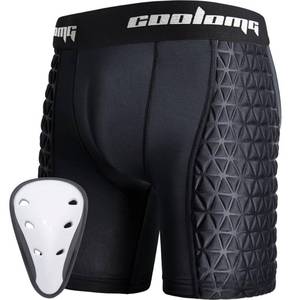 lot 911 image: COOLOMG Youth Boys Baseball Sliding Shorts with Athletic Cup Padded Slider Shorts for Softball Football Lacrosse Hockey Black XS - Retail $23