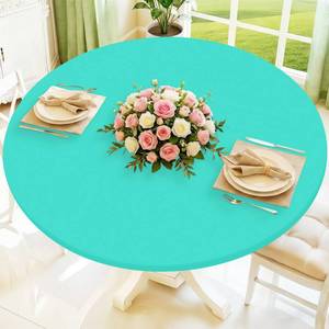lot 913 image: Moosfor Round Spandex Tablecloth, Elastic Fitted Waterproof Tablecloths for 25-30 Tables, Stretch Washable Picnic Table Cover for Camping, Dining, Indoor and Outdoor,Aqua Blue - Retail $14