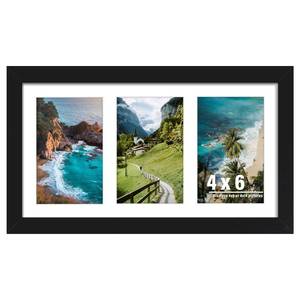 lot 921 image: DUENPY 8x14 Collage Picture Frame, 4x6 Collage Picture Frame Displays Three 4x6 inch Photos, or 8x14 (Without Mat) for Available Horizontal Wall Mounting Display and Vertical, Black. - Retail $8