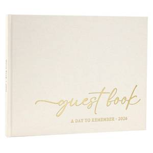 lot 933 image: LONLAT Elegant Wedding Guest Book for Wedding Reception, Beautiful Guestbook for Baby Shower and Wedding Decor, 100 Blank Pages for Sign in, Polaroid Pictures and Photos, Linen Cover (2026, Beige) - Retail $10
