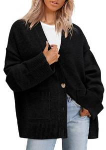 lot 946 image: PRETTYGARDEN Womens 2026 Oversized Cardigan Sweaters Trendy Chunky Knit Long Sleeve V Neck Button Down Fall Winter Outfits (Black,X-Large) - Retail $35