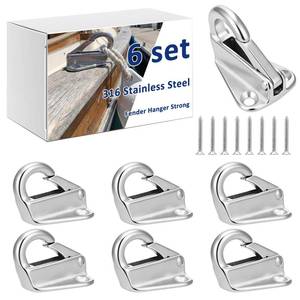 lot 963 image: Frienda Boat Fender Hooks 316 Stainless Steel (6 Pack), Wall Mounted Marine Fender Clips with Spring Latch & 12 Screws, Dock Rust Proof Hardware for Boats Yachts Ropes - Retail $19
