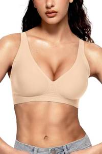 lot 970 image: Vertvie Jelly Wireless Bras for Women Push Up Plunge Seamless T-Shirt Bras No Underwire Supportive Full Coverage Bralettes(Sand,Small) - Retail $19
