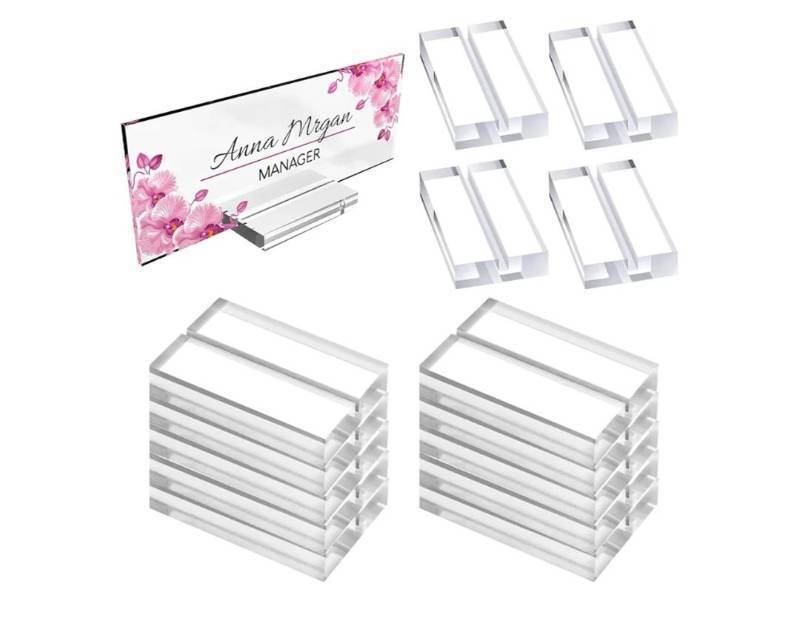 lot 38088 image: 10 Pieces Acrylic Place Card Holders Clear Place Acrylic Stands Name Card Wedding Sign Display for Table Numbers Wedding Photos Office Menu Meeting(Middle) - Retail $10