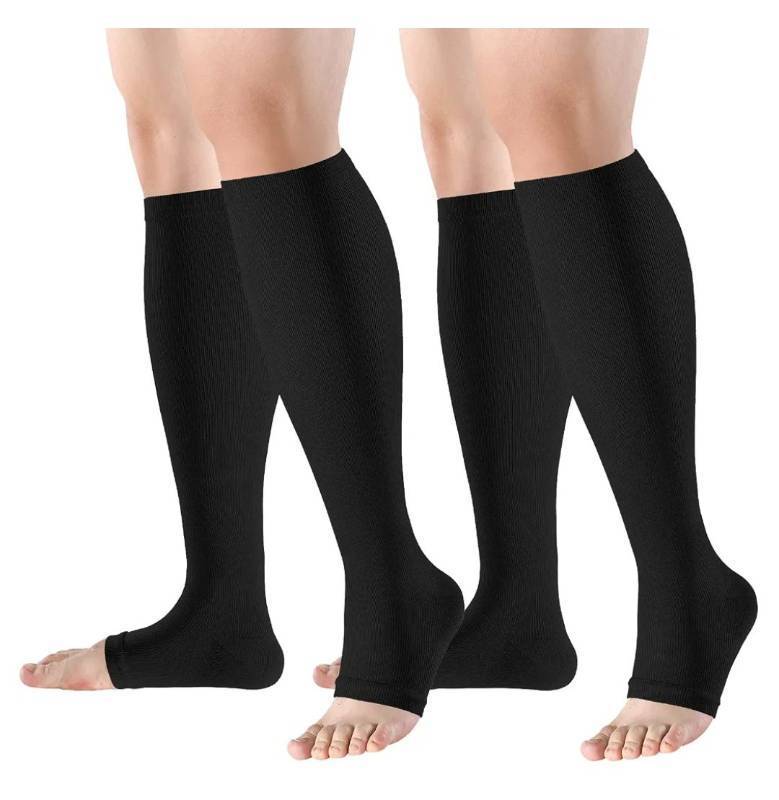 lot 38172 image: 1 Pair Copper Toeless Compression Socks for Women & Men �� 15-20 mmHg Open Toe Knee-High Stockings for Circulation, Recovery & All-Day Comfort - Retail $8