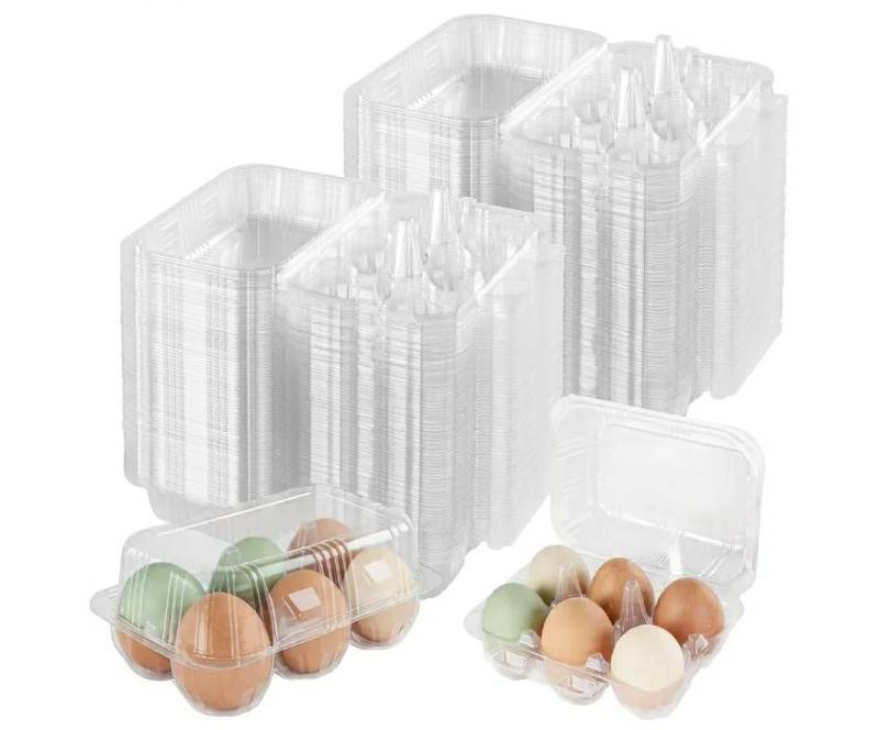 lot 46656 image: Egg Cartons Cheap Bulk Reusable Half Dozen Egg Cartons 6 Count Plastic Egg Containers for Home Ranch Farm Commercial Market Display, 2�3 Grids. COUNT UNKNOWN. - Retail $30