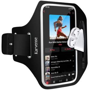 lot 8 image: Karvense Arm Band for Phone for Running, Phone Holder for Running for iPhone & Samsung Galaxy, Cell Phone Armband Holder for Walking, Gym, Workout, wAdjustable Strap & Zipper Pocket (Black-S) - Retail $20
