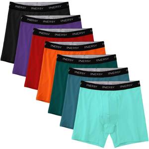 lot 9 image: INNERSY Mens Cotton Underwear 7-Pack Colorful Boxer Briefs with Fly for a Week(Bright Neon,XX-Large) - Retail $36