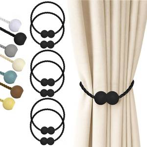 lot 15 image: Hion Magnetic Curtain Tiebacks Black 6 Pack, Curtain Tiebacks Buckles Holdbacks Holders Hooks Clip for Home Bedroom Office Decorative Thick or Thin Curtain - Retail $18