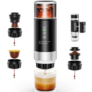 lot 19 image: Lmozim Portable Espresso Maker with Removeable Battery, Portable Espresso Machine with USB-C, 3-in-1 Small Espresso Machine with Ground Coffee & Capsules (NS��DG) for RV, Hiking (Black) - Retail $45