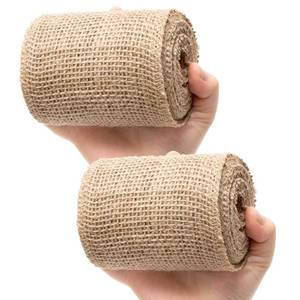 lot 20 image: 4 Inch Natural Burlap Fabric Roll 10 Yards, Jute Ribbon for DIY Gift Wrapping, Craft Projects, Wedding, Christmas, Home Decoration (10 cm, 4 in) - Retail $9