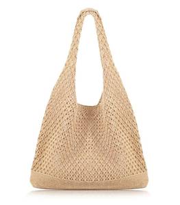lot 21 image: COOKOOKY Crochet Beach Tote bag Summer Beach Bag for Women Aesthetic Mesh Tote Bag Hippie Bag Knit Bag (B-khaki, Medium) - Retail $12