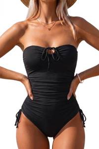 lot 32 image: Daci Black Bandeau One Piece Swimsuit-Tummy Control Bathing Suit 2026 Strapless Swimwear S - Retail $37