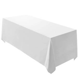 lot 36 image: Surmente White Rectangle Tablecloth 90 x 156-inch Rectangular Polyester Table Cloth for Weddings, Banquets, or Restaurants - Retail $20