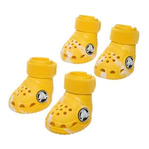 lot 38 image: BarkBox Yellow Crocs Dog Shoes �� Set of 4 Glow-in-the-Dark Dog Booties with EVA Foam, Adjustable Strap & Non-Slip Sole �� Comfortable Paw Protection for Small Breeds (15��25 lbs) - Retail $35