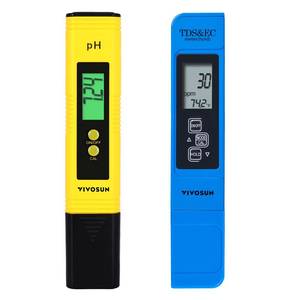lot 43 image: VIVOSUN Digital pH and TDS Meter Kits, 0.01pH High Accuracy Pen Type pH Meter � 2% Readout Accuracy 3-in-1 TDS EC Temperature Meter for Hydroponics, Pool and Aquarium, Yellow Blue, UL Certified - Retail $15