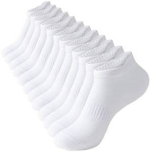 lot 45 image: ACCFOD Six Pairs  9-11 Womens White Ankle Socks Athletic Running Low Cut Socks With Tab for Women - Retail $10