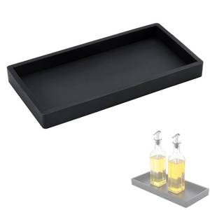 lot 47 image: Oil Tray Kitchen Counter, Kitchen Tray for Oil Bottle, Made of Soft Silicone, Protect Bottles from Cracks and Scratches, Smooth, Easy to Clean, Keeps Countertop Tidy, for Glass Oils Sprayer and Bottle - Retail $10