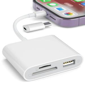 lot 50 image: SZHAIYIJIN SD Card Reader for iPhone, Memory Card Reader with USB Camera Adapter Plug and Play Trail Game Camera Viewer Supports SD and TF Card MicroSD Card Adapter for iPad No App Required - Retail $10
