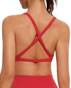 lot 53 image: OMKAGI Sports Bras for Women Padded Cross Back Workout Bras Strappy Yoga Bra Crop Top(XS, 545-Red) - Retail $23