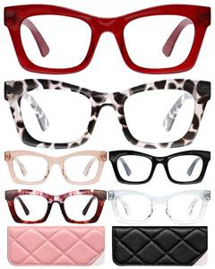 lot 63 image: CCVOO 2.0 Stylish Reading Glasses for Women, Stylish Eyeglasses, Blue Light Readers for Women, Cheaters, (A7 Runway Rouge) - Retail $20