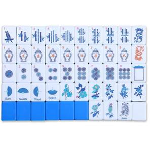lot 73 image: Arrowbash Christmas 160 Pcs Chinoiserie Mahjong Tile Set, 1.2 x 0.8 Inches Melamine Blue Back American Mahjong Only, Travel Ma Jiang Tiles for Adult Classic Board for Family Night - Retail $113