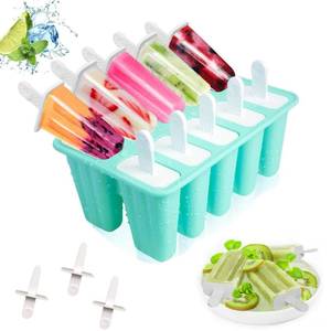 lot 76 image: Popsicles Molds, 10 Pieces Silicone Ice Pop Molds with 10 Sticks BPA Free Popsicle Molds Reusable Easy Release Ice Popsicle Maker, Green - Retail $11