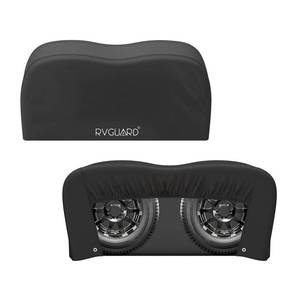 lot 86 image: RVGUARD RV Tire Covers, 2 Pack Dual Axle, Fits 27-30 Dia Tires, 600D Oxford Waterproof & Anti-UV Wheel Covers for RV, Trailer, Camper (Black), RGDTC2730-B2 - Retail $7,347