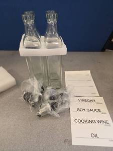 lot 89 image: Glass Cooking OilSauce Containers - Retail $0
