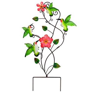 lot 98 image: Juegoal 28 Inch Hummingbirds Garden Stake Decor, Colorful Look & Personalities Flowers Metal Wall Art Spring Decoration, Yard Outdoor Lawn Pathway Patio Ornaments - Retail $20