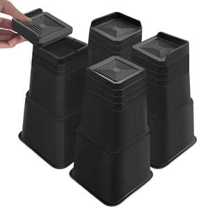 lot 105 image: shouwuhho Bed Risers 12 inch Heavy Duty, Oversized Furniture Risers Support up to 6,000 Lbs for Sofa Table Couch Chair Leg Frame Dorm (4 Pack, Black, 12 inch) - Retail $40