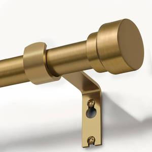 lot 131 image: Lootkell Warm Gold Curtain Rods for Windows 72 to 144 Adjustable Length Heavy Duty 1 Diameter Brass Bronze Long Window Curtain Rod with Solid Metal Finials for Outdoor Farmhouse Bedroom Living Room - Retail $40