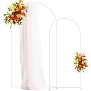 lot 132 image: Putros Arch Backdrop Stand, 7.2ft & 6ft, Metal Wedding Arch Stand, White, Set of 2, Arched Background Frame for Birthday Party, Baby Shower, Graduation, Photography Decoration - Retail $43